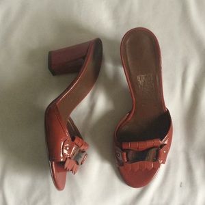 Rust Red Ferragamo Mules